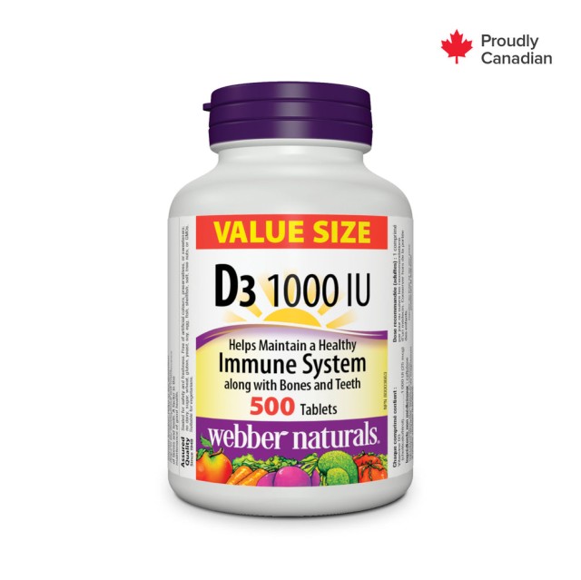ویتامین دی ۳  Webber Naturals ‌D3 1000iu وبر نچرالز (500 عددی)