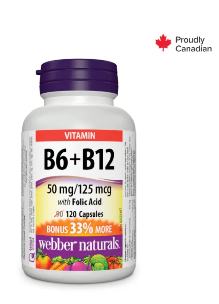 قرص Webber Naturals B6 . B12 وبر نچرالز (120 عددی)