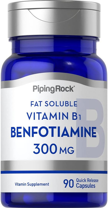 ویتامین B1 بنفوتامین پایپینگ راک 300 میلی گرم Piping Rock Benfotiamine 300mg | 90 Capsules | Fat Soluble Vitamin B1