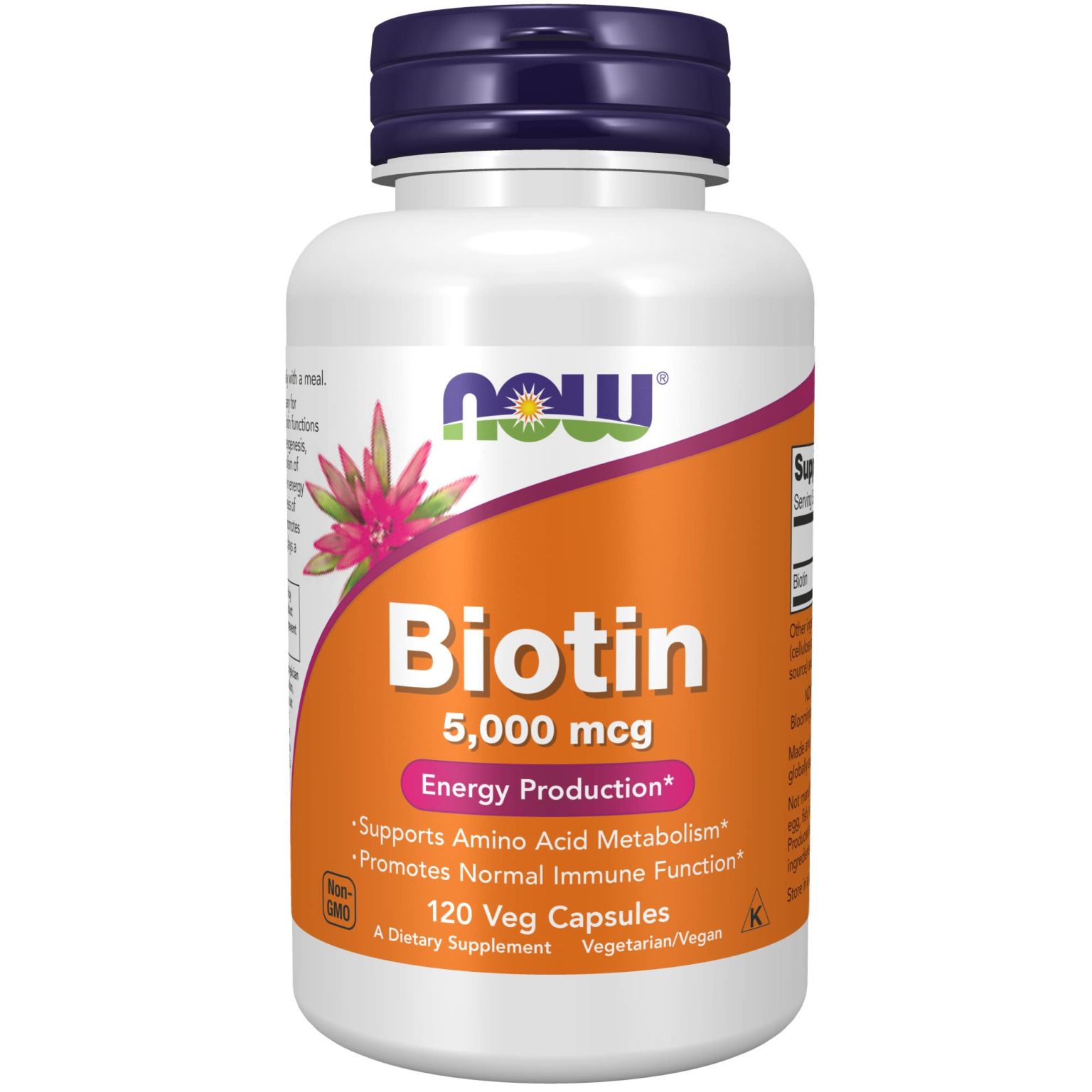 بیوتین Now foods | ناو‌ فودز | دوز 5 هزار میکروگرم | 120 عددی Now Biotin 5,000 mcg