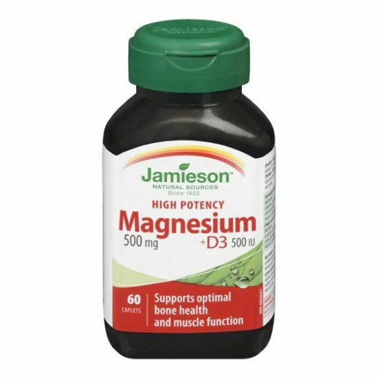 منیزیم ویتامین D3 جمیسون 500 واحد 60 عدد jamieson Magnesium 500 mg + D3 500 IU