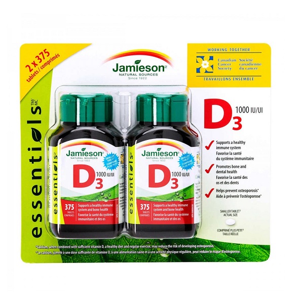 ویتامین دی 3 جمیسون Jamieson Vitamin D3(۳۷۵عددی) پک تک