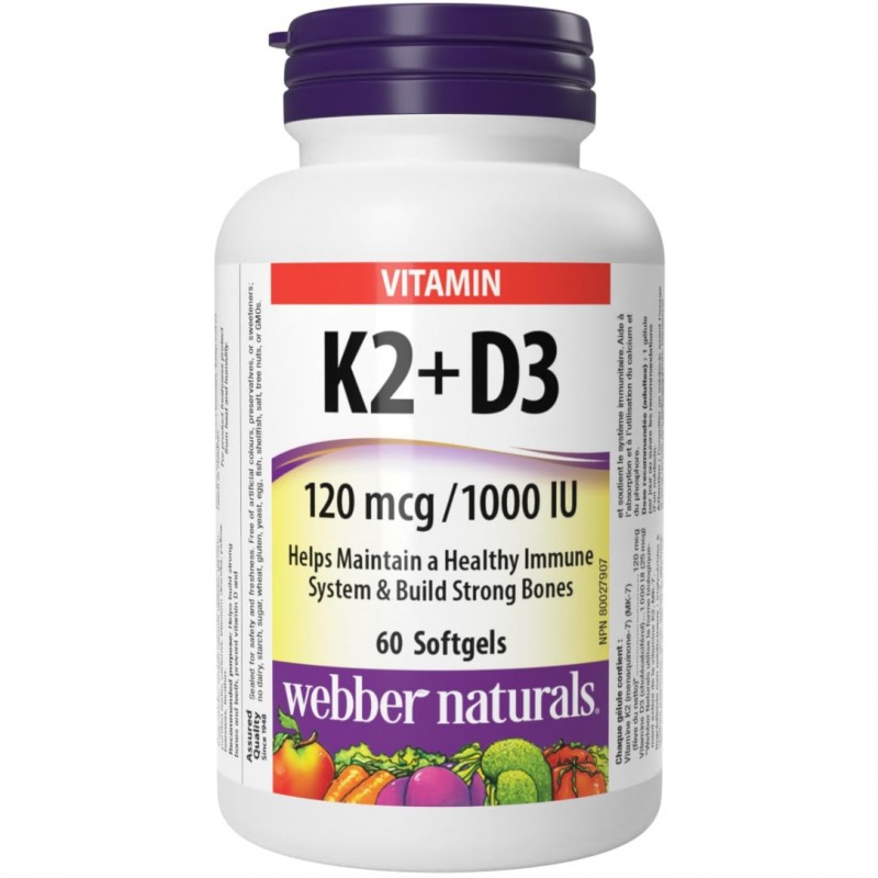 ویتامین کا و دی وبر نچرالز ۶۰ عدد Webber K2 + D3 1000IU
