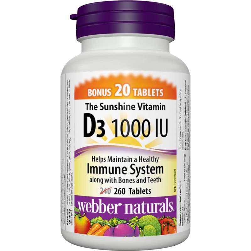 ویتامین  د3 Webber Naturals ‌D3 1000iu وبر نچرالز (260 عددی)