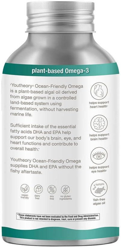 امگا 3 یوتئوری (100عددی) Youtheory Ocean Friendly Omega, Sourced from Fish-Free Algae Oil -100 Softgels