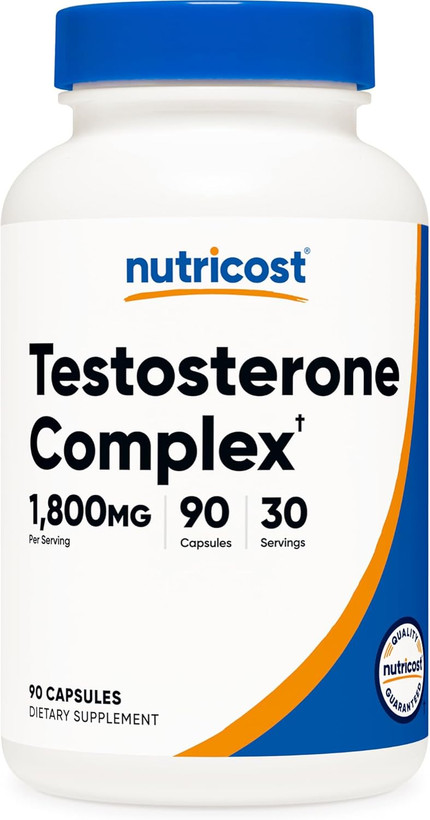 تقویت تستوسترون ناتری کاست | ۹۰ کپسول | ۱۸۰۰ میلی‌گرم در هر سروینگ Nutricost Testosterone Support Complex (90 Capsules) -1800mg Per Serving