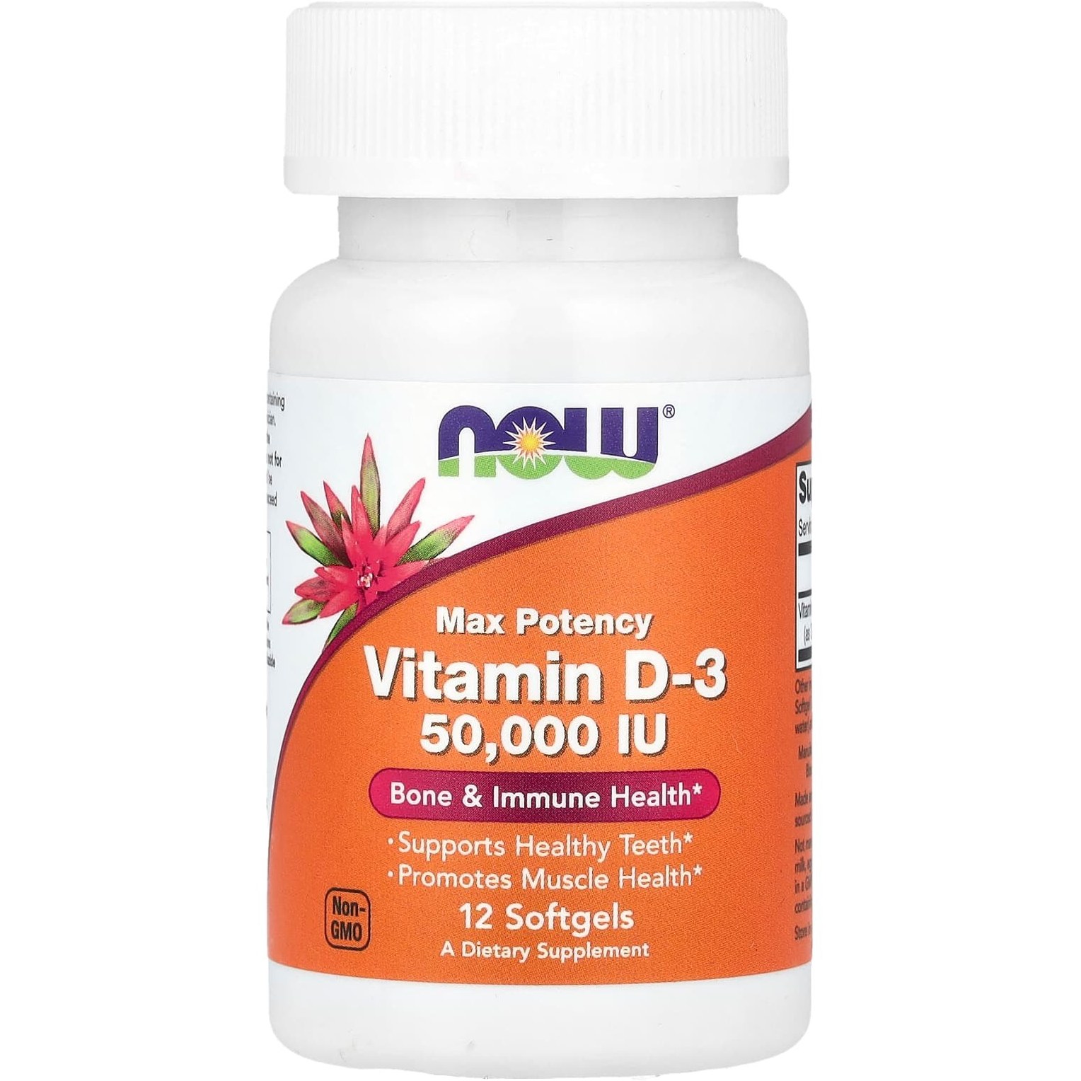 ویتامین D3 با دوز بسیار بالا 50,000 واحد 12 عددی – NOW Foods Vitamin D-3 50,000 IU Max Potency