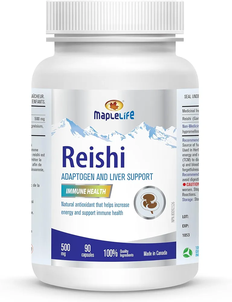 قارچ ریشی (گانودرما لوسیدوم) ۵۰۰ میلی‌گرم میپل لایفMapleLife Nutrition