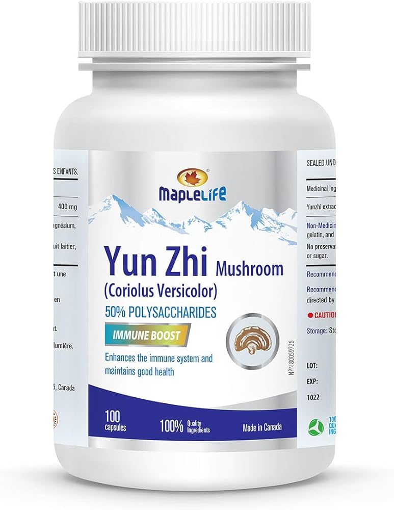قارچ یونژی زیمیپل لایف MapleLife Nutrition® - Yunzhi Mushroom 400mg for immune system - 100 Capsules