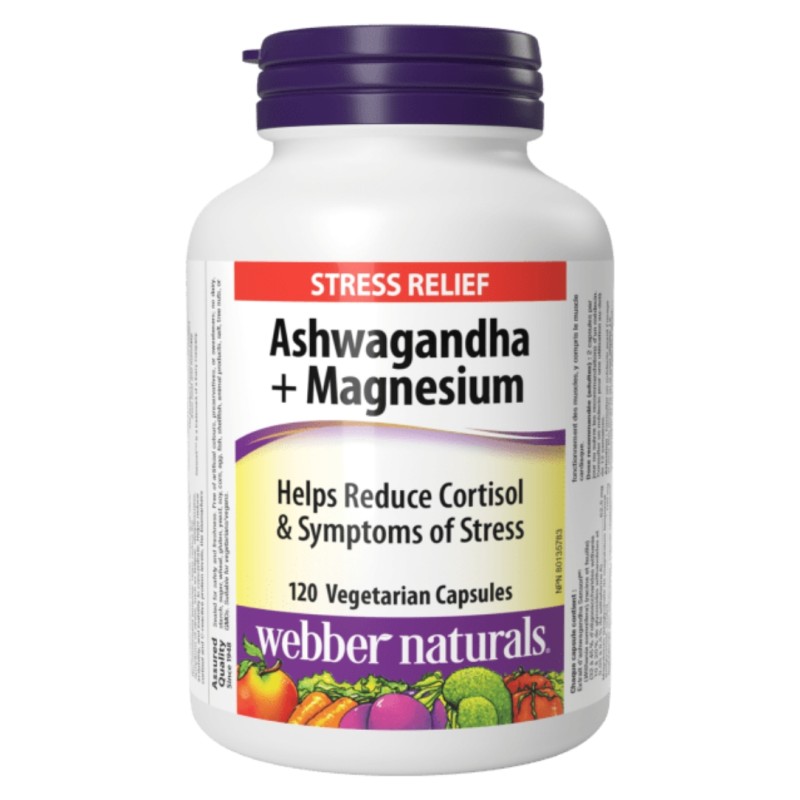 آشواگاندا و منیزیم Webber Naturals Ashwagandha & Magnesium & 3600mg وبر نچرالز (120 عددی)