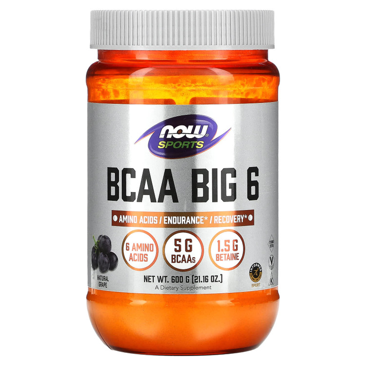 پودر بی سی دبل ای بیگ6 600گرم ناوفودز– تقویت استقامت و ریکاوری عضلانی Now Sports BCAA Big 6 | 5g BCAAs + 1.5g Betaine | Endurance