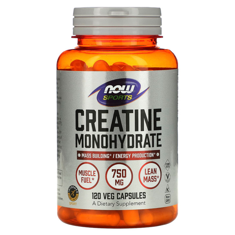 کراتین مونوهیدرات ناو اسپرت – ۷۵۰ میلی‌گرم | ۱۲۰ عدد NOW Sports Creatine Monohydrate | 750 mg | 120 Veg Capsules | Mass Building & Energy Production