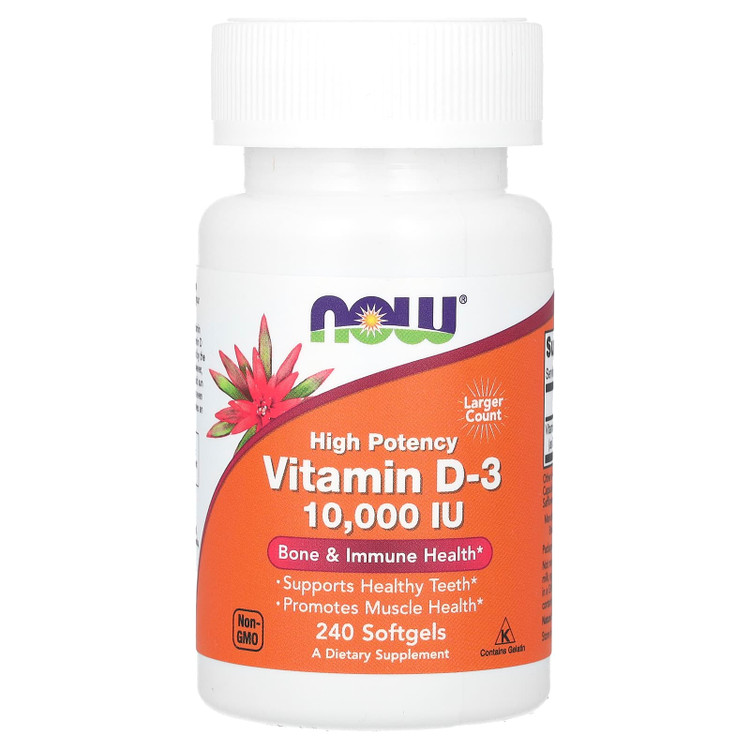 مکمل ویتامین D‑3 قوی (۱۰,۰۰۰ IU) – NOW Foods – ۲۴۰