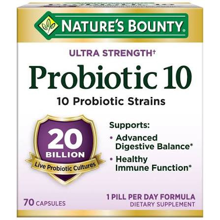 نِیچِرز بونتی پروبیوتیک ۱۰ – تقویت گوارش و ایمنی بدن (۷۰ عددی) Nature’s Bounty Probiotic 10 | 20 Billion Live Cultures | 10 Probiotic Strains | 70 Capsules