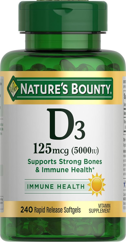 ویتامین د۳  D3 نیچرز بونتی ۵۰۰۰ واحد – ۲۴۰ عدد سافت‌ژل Nature’s Bounty Vitamin D3 5000 IU