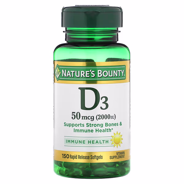 ویتامین د۳ D³ نیچرز بونتی (۱۵۰عددی)(Natural Bounty Vitamin D3 2000 IU) (اصل)