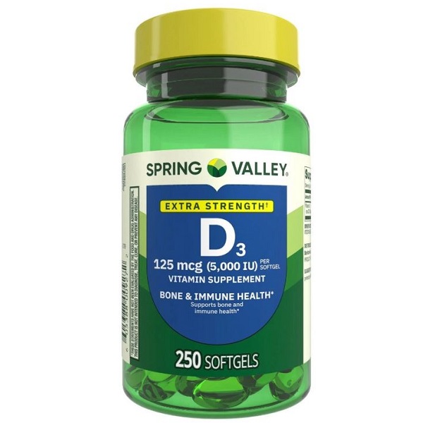 ویتامین دی اسپرینگ والی(۲۵۰عدد) Spring Valley Vitamin D3 5000IU