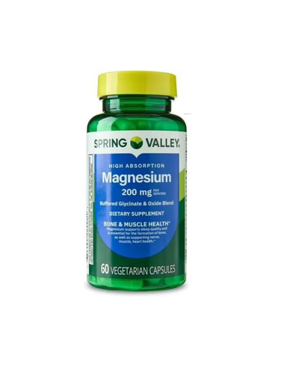 منیزیم اسپرینگ والی 200 میلی گرم (60عددی) | Spring Valley Magnesium 200mg