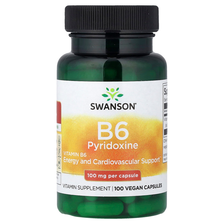 ویتامین B6 سوانسون  – ۱۰۰ میلی‌گرم/100عددکپسول وگانSwanson Vitamin B6 (Pyridoxine) 100 mg