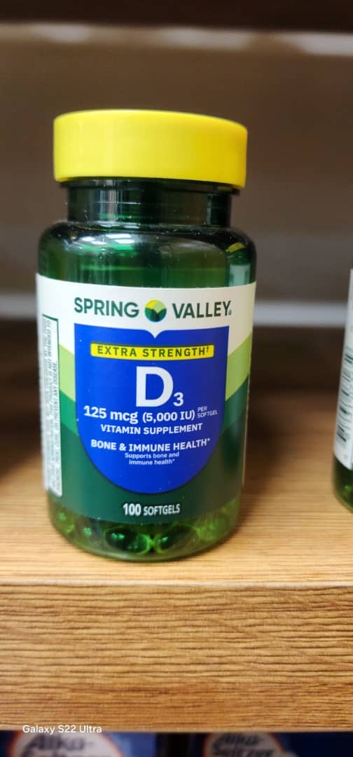 ویتامین دی ۳ اسپرینگ والی(۱۰۰عددی)Vitamin D3 Spring Valley