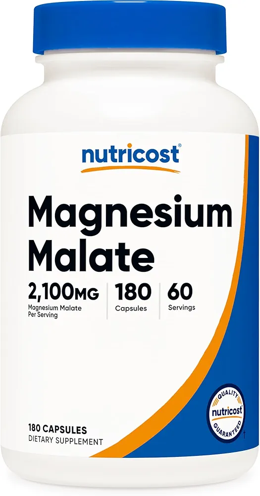 منیزیم مالات ناتری کاست (۱۸۰عددی)Nutricost Magnesium Malate 420mg, 180 Capsules -